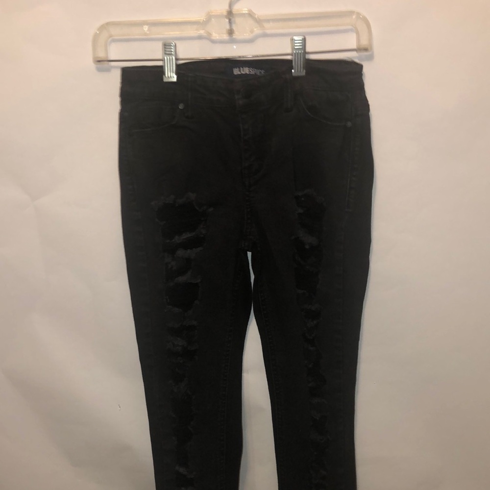 Black Ripped Thigh Jeans (Junior)